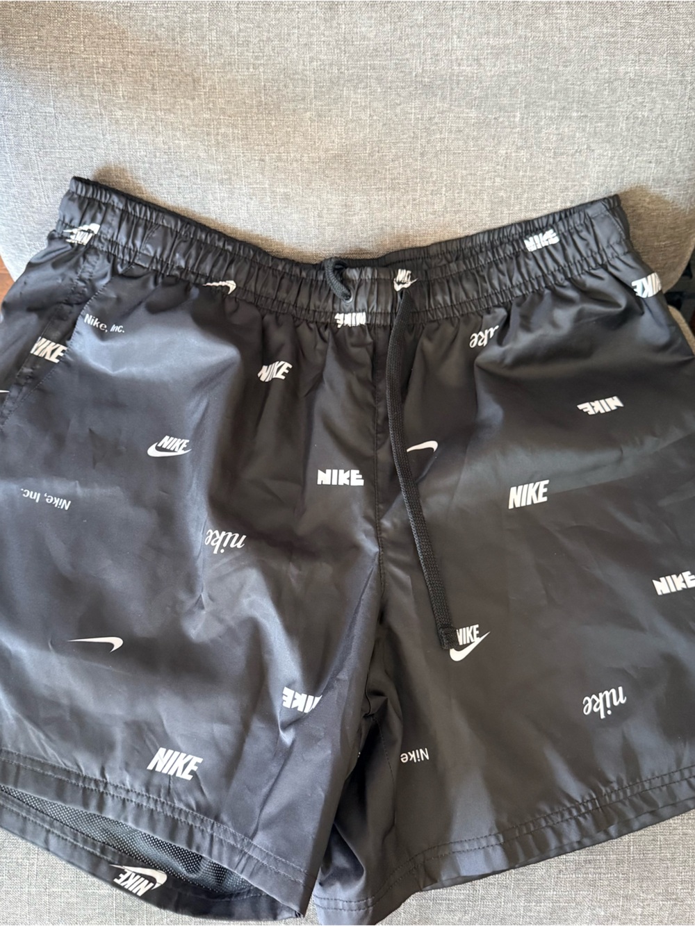 Nike Black Swim Shorts with White Logo Print